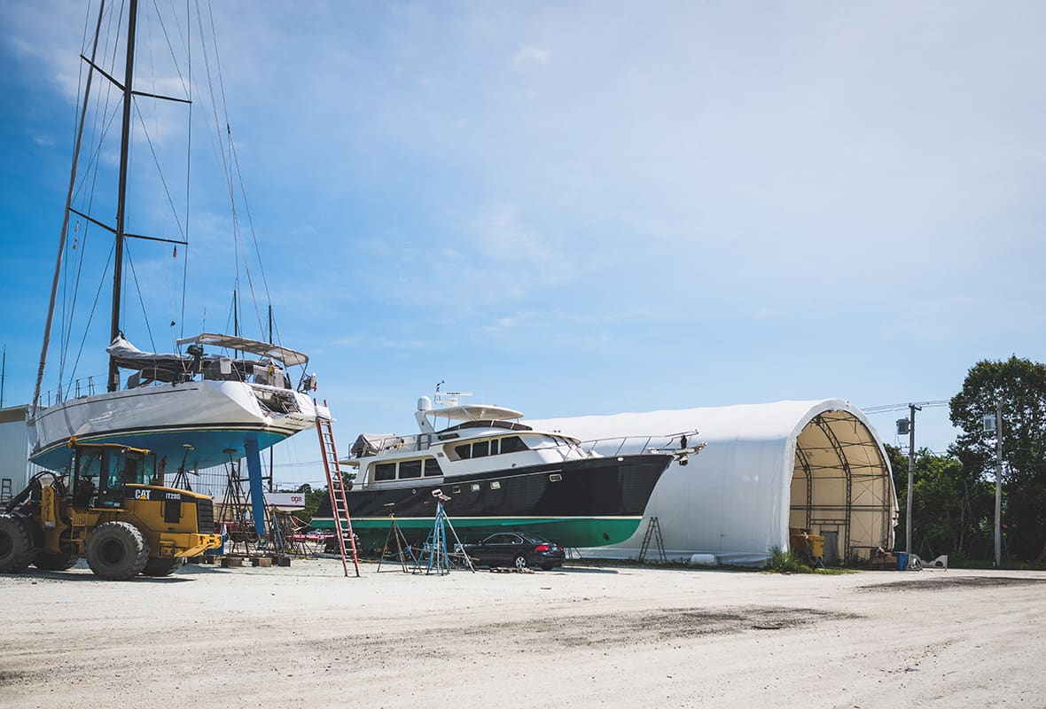 Boat being serviced