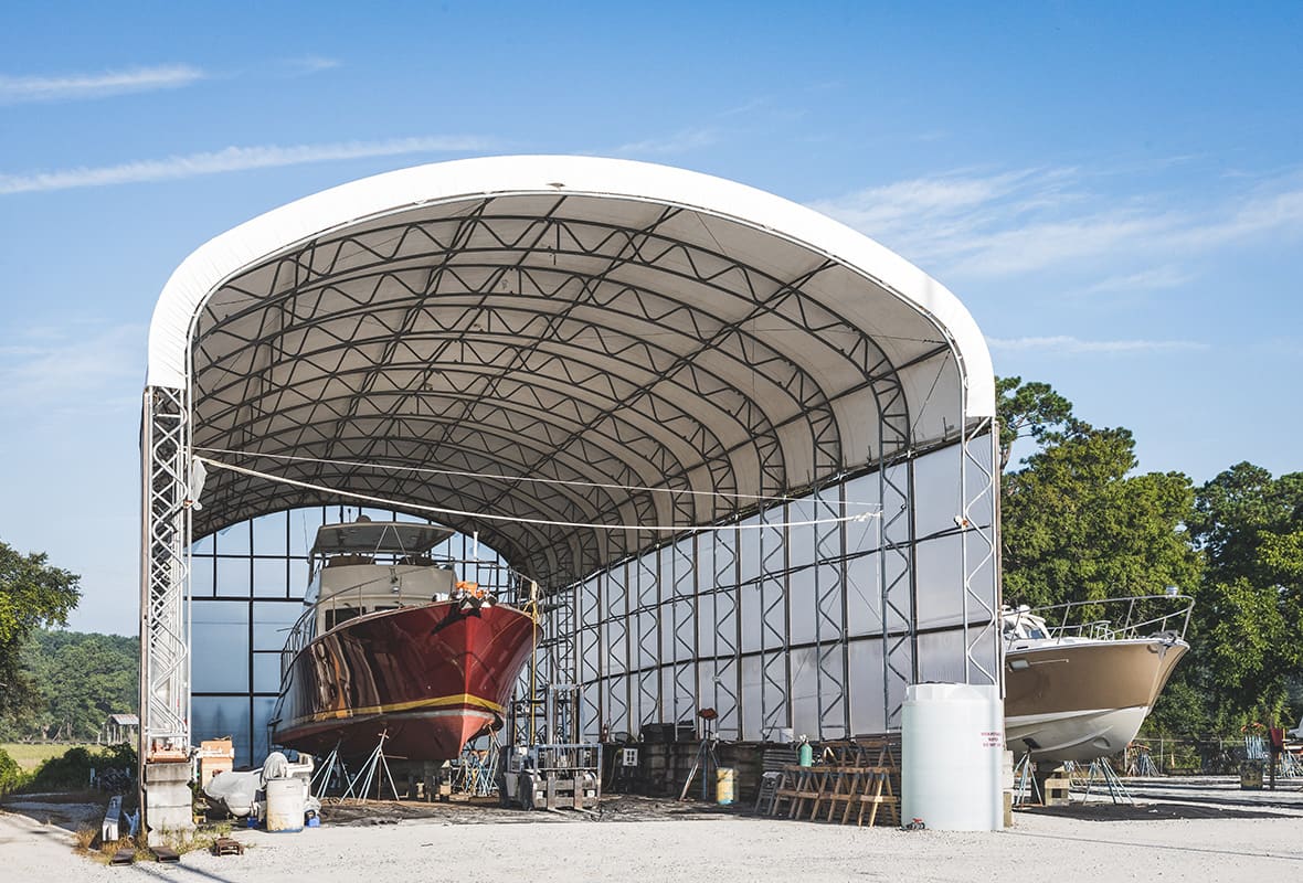Boat being serviced