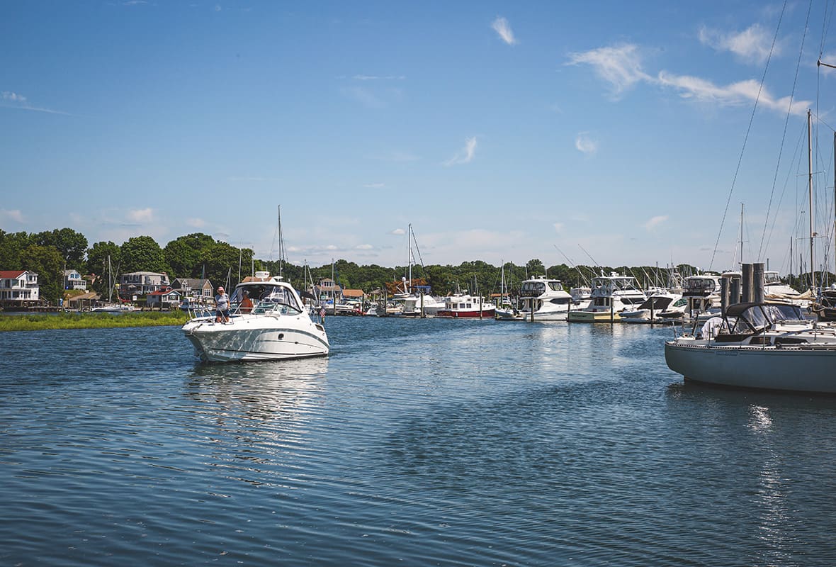 Boat leaving marina