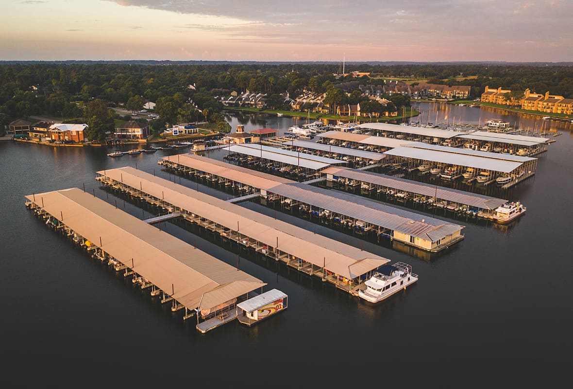 Aerial view of marina