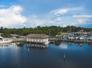 wide view of marina