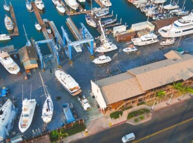 aerial view of safe harbor shelter island