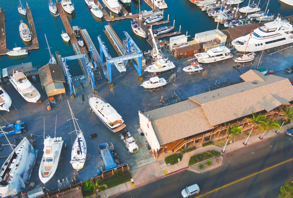 aerial view of safe harbor shelter island