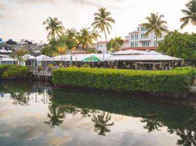white event tents right next to the water