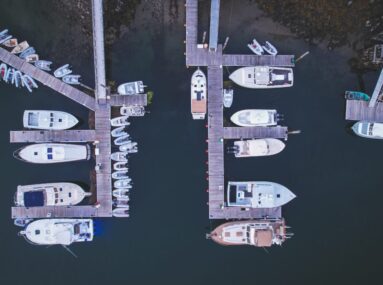 aerial view of marina