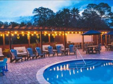 pool in the evening