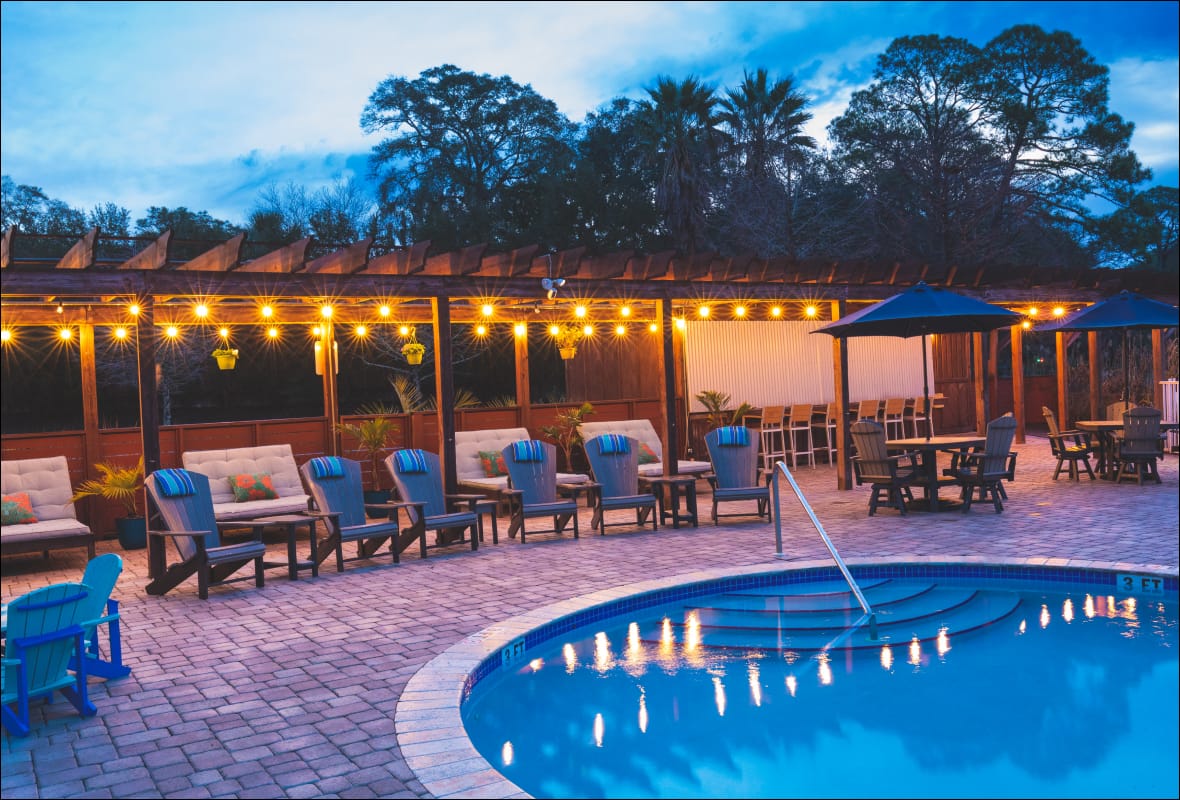 pool in the evening