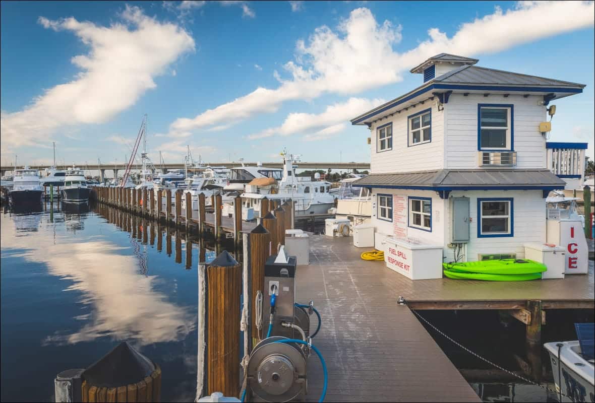 marina with boats