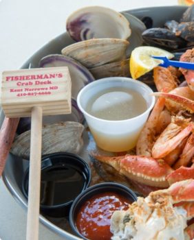 seafood tray with butter and lemon