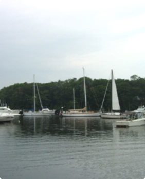 sailboats in a cove