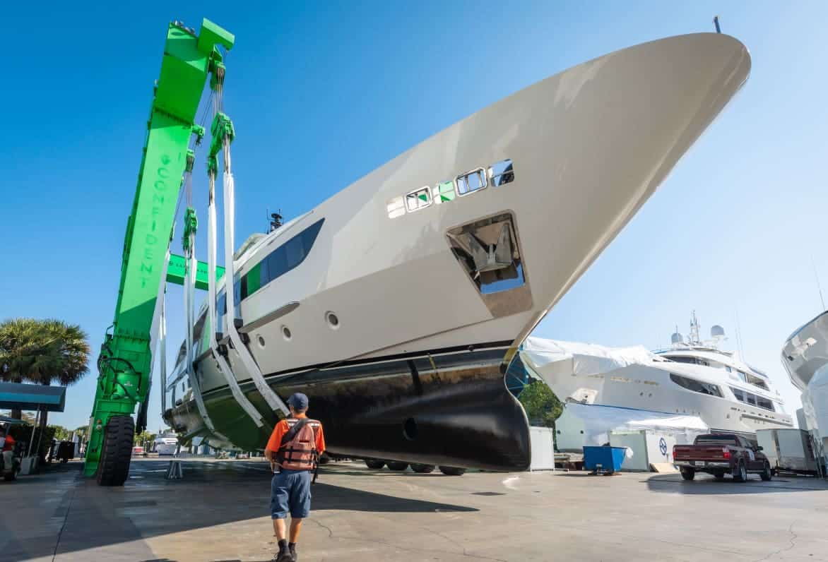yacht being moved