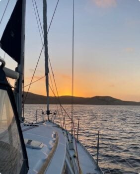 sailboat at sunset