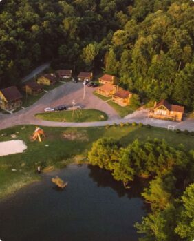 aerial view of campsite