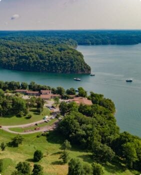 aerial view of lake
