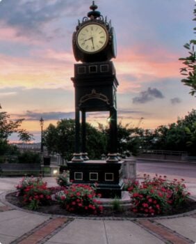 clock in downtown square